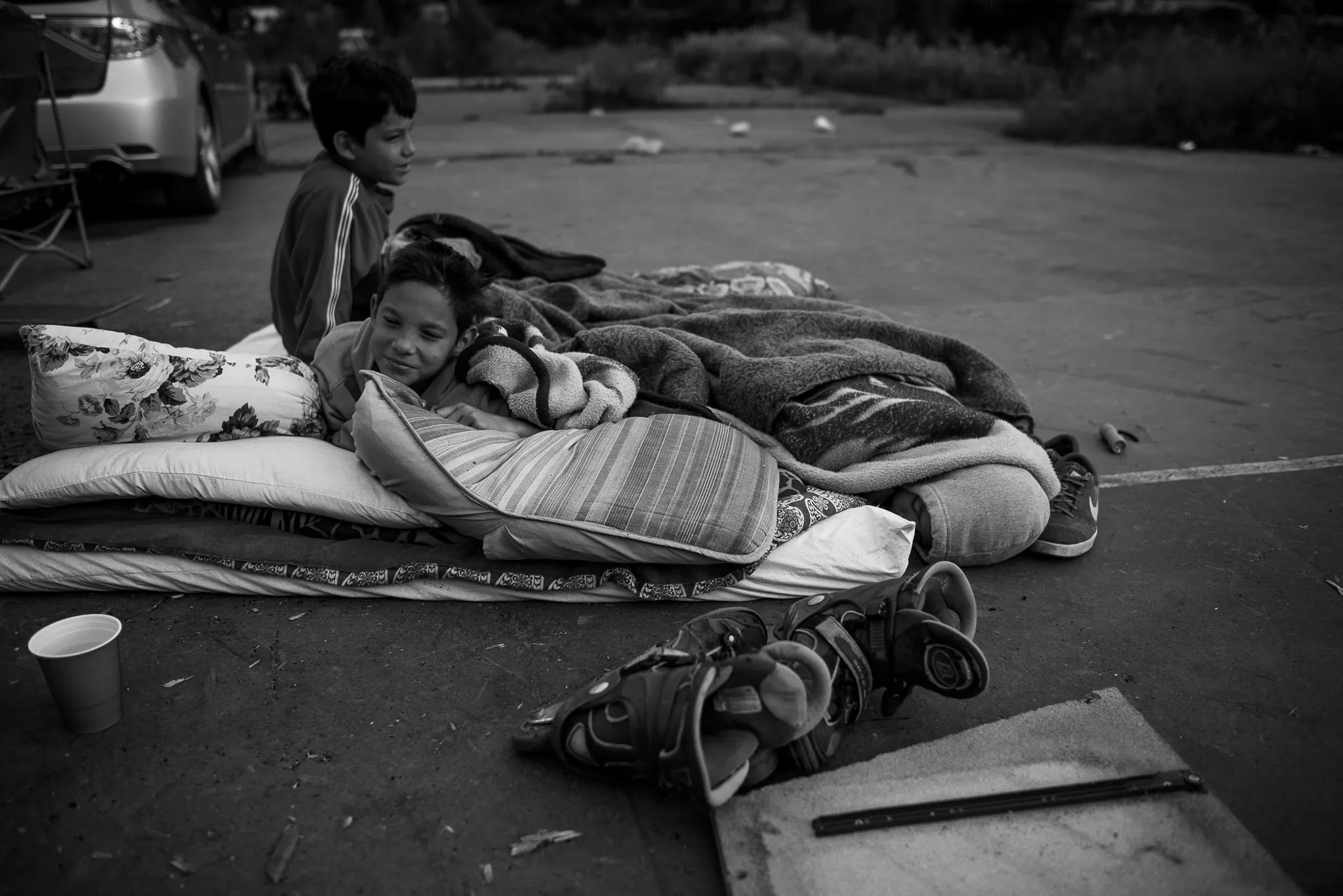 Three young skaters awake (at the park) to celebrate the last day of a skate park before being demolished.